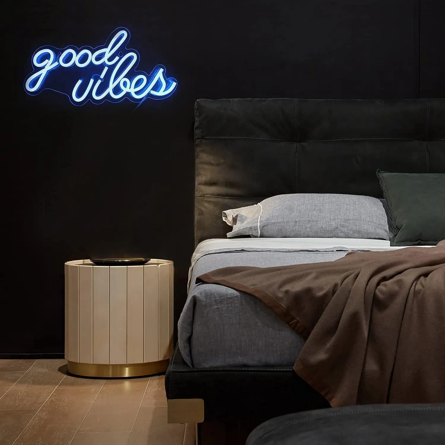 16.1" X 8.3" Ice Blue Good Vibes LED Neon Sign, USB-Powered Aesthetic Wall Light for Bedroom &amp; Game Room Decor
