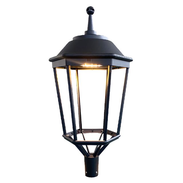Romanico Garden Light Traditional Hexagonal LED Post Lantern for Urban Decorative Street Landescaping