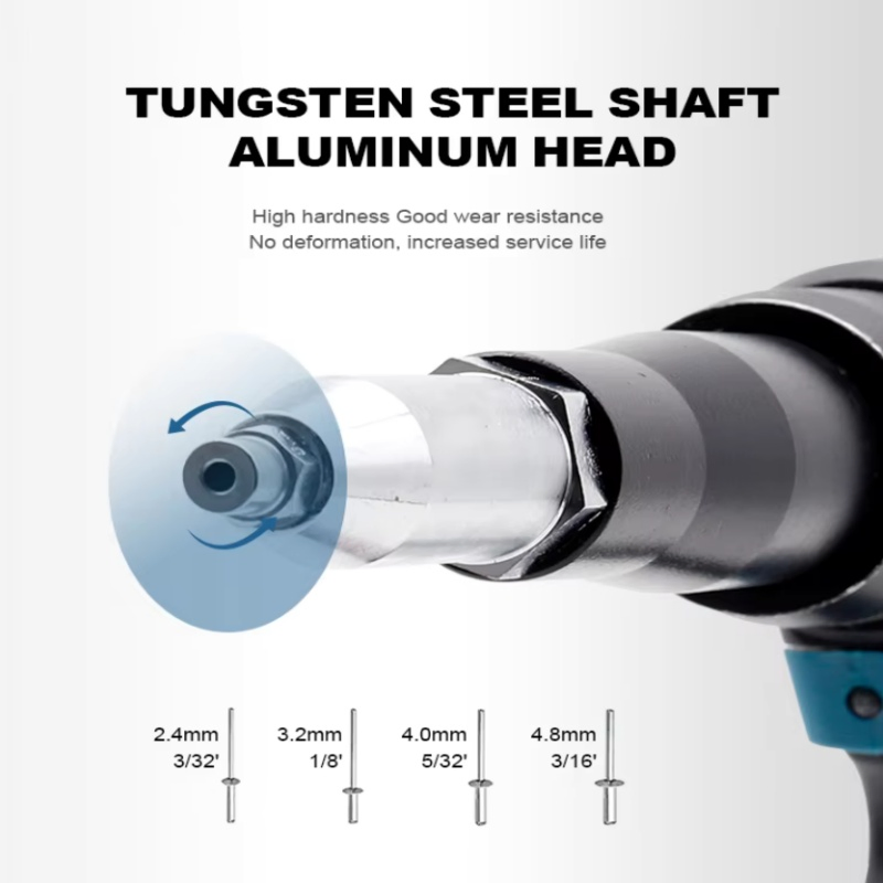 Cordless Brushless Rivet Gun, Portable Automatic Electric Riveter Kit for 3/32' 1/8" 5/32" 3/16" Rivets