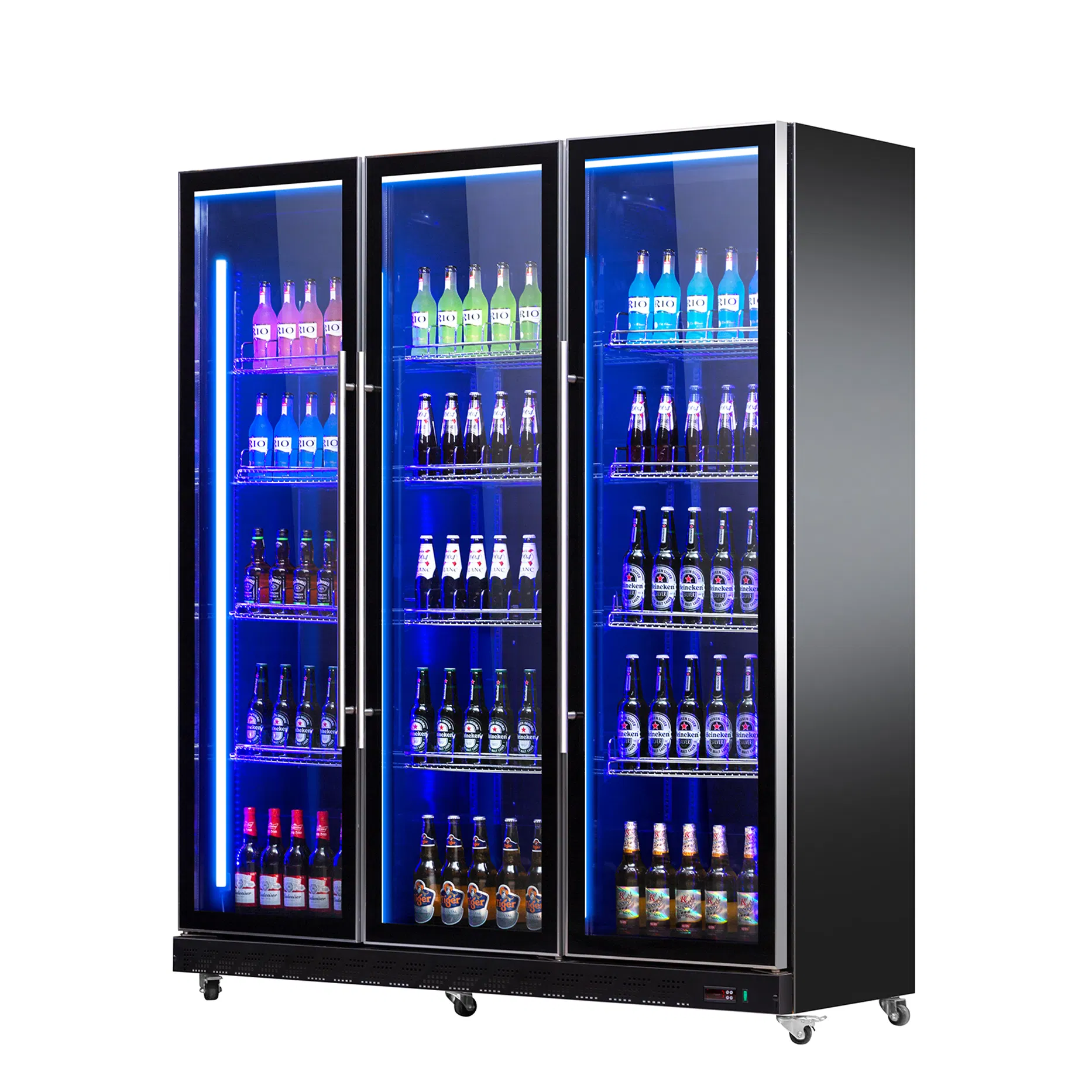 Vertical Double Glass Door Beer Bottle Cooler with LED Lighting