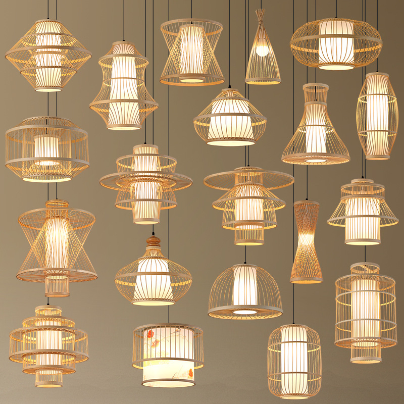 Retro Bamboo Woven Pendant Lighthandcrafted Artistic Fixture for Restaurant &amp; Cafe Ambiance