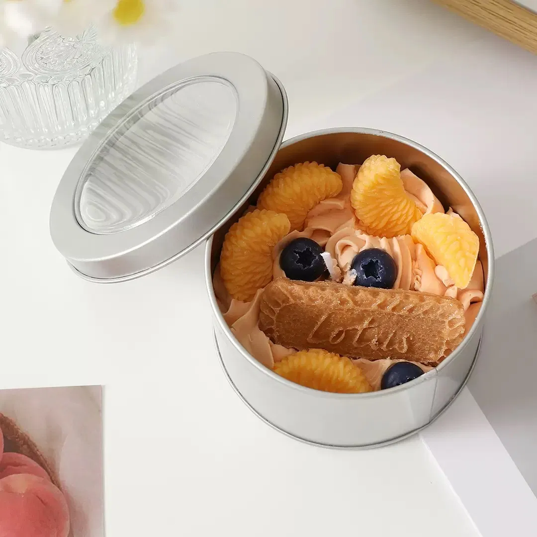 Unique DIY Ice Cream Candles Handmade Layered Strawberry Ice Cream Dessert Scented Tin Candle for Gifts