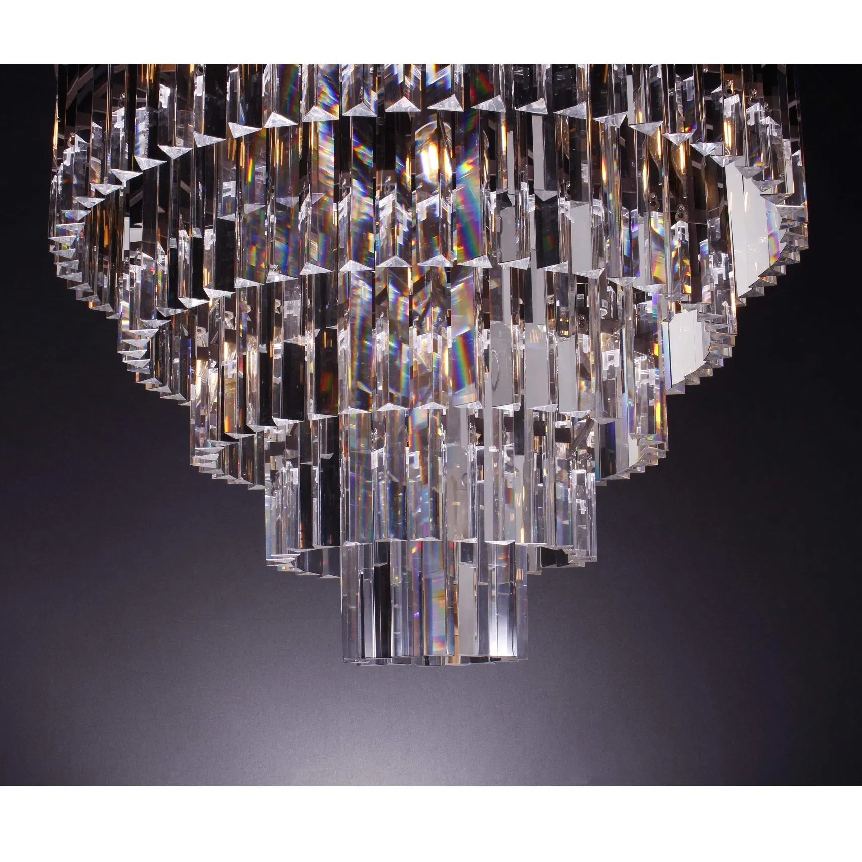 American Apex Odeon Spiral Tiered Layered Crystal Fringe for Foyer Lighting