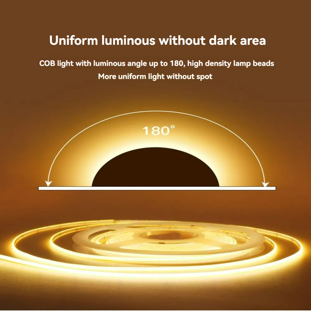 Dimmable 4mm COB LED Ribbon 3000K Warm Glow for Restaurant Mood Lighting