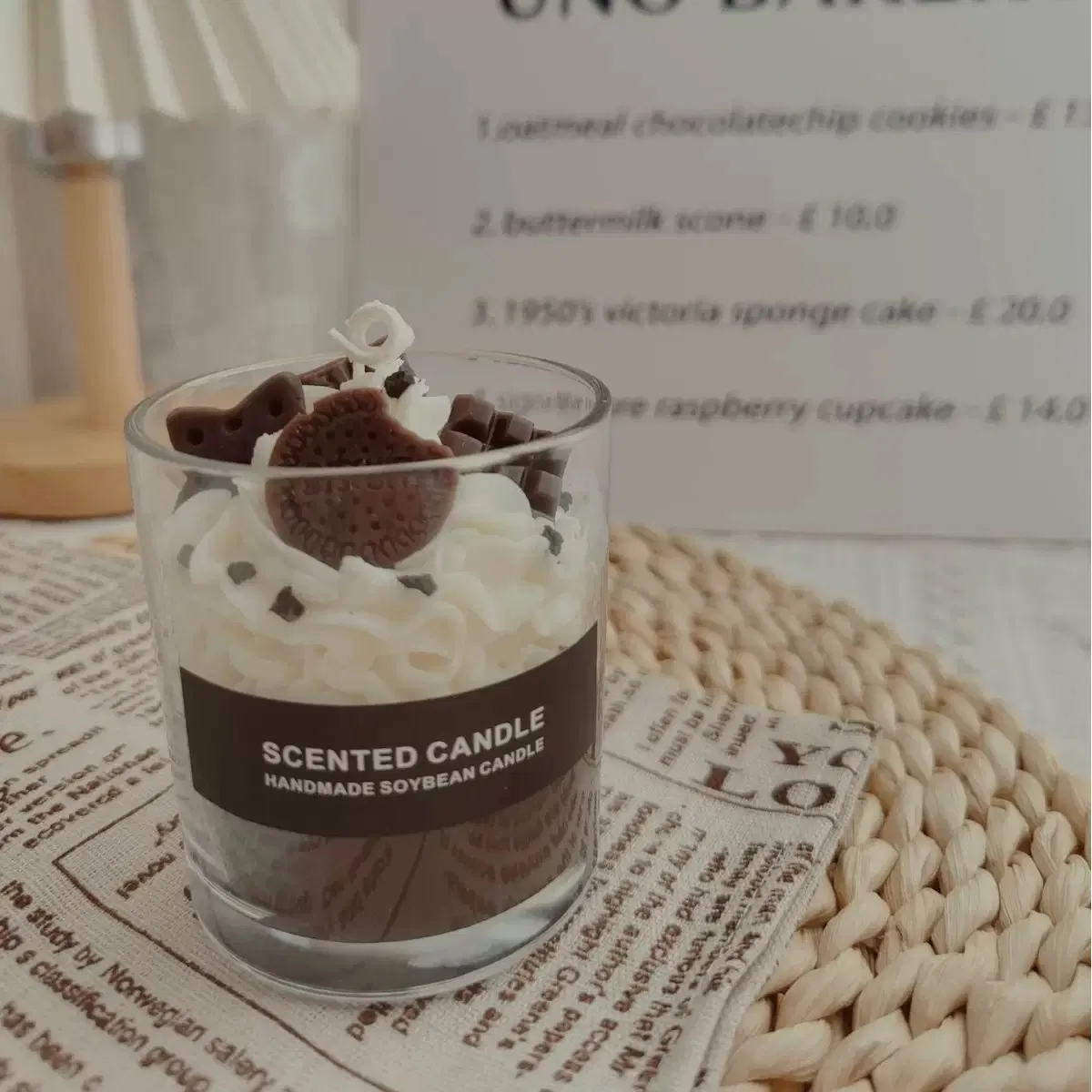 Unique Handmade Layered Food Cake Glass Cute Strawberry Ice Cream Dessert Scented Candle