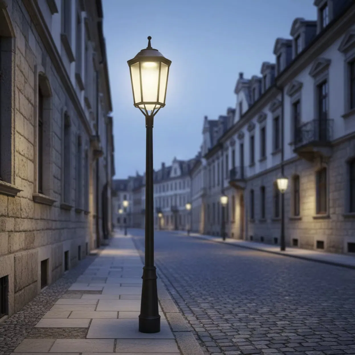 Romanico Garden Light Traditional Hexagonal LED Post Lantern for Urban Decorative Street Landescaping