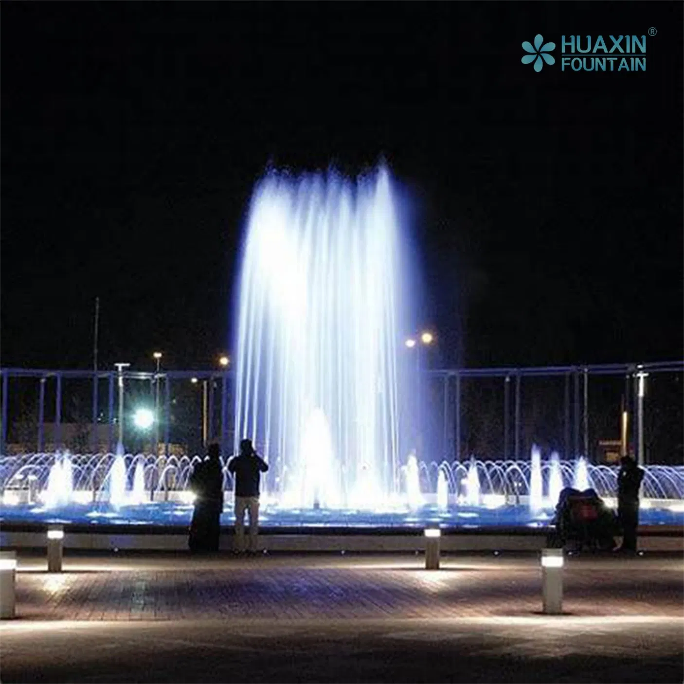 Large City Landmark Rotating Patterns Layered Lighting System and Fountain Water Feature