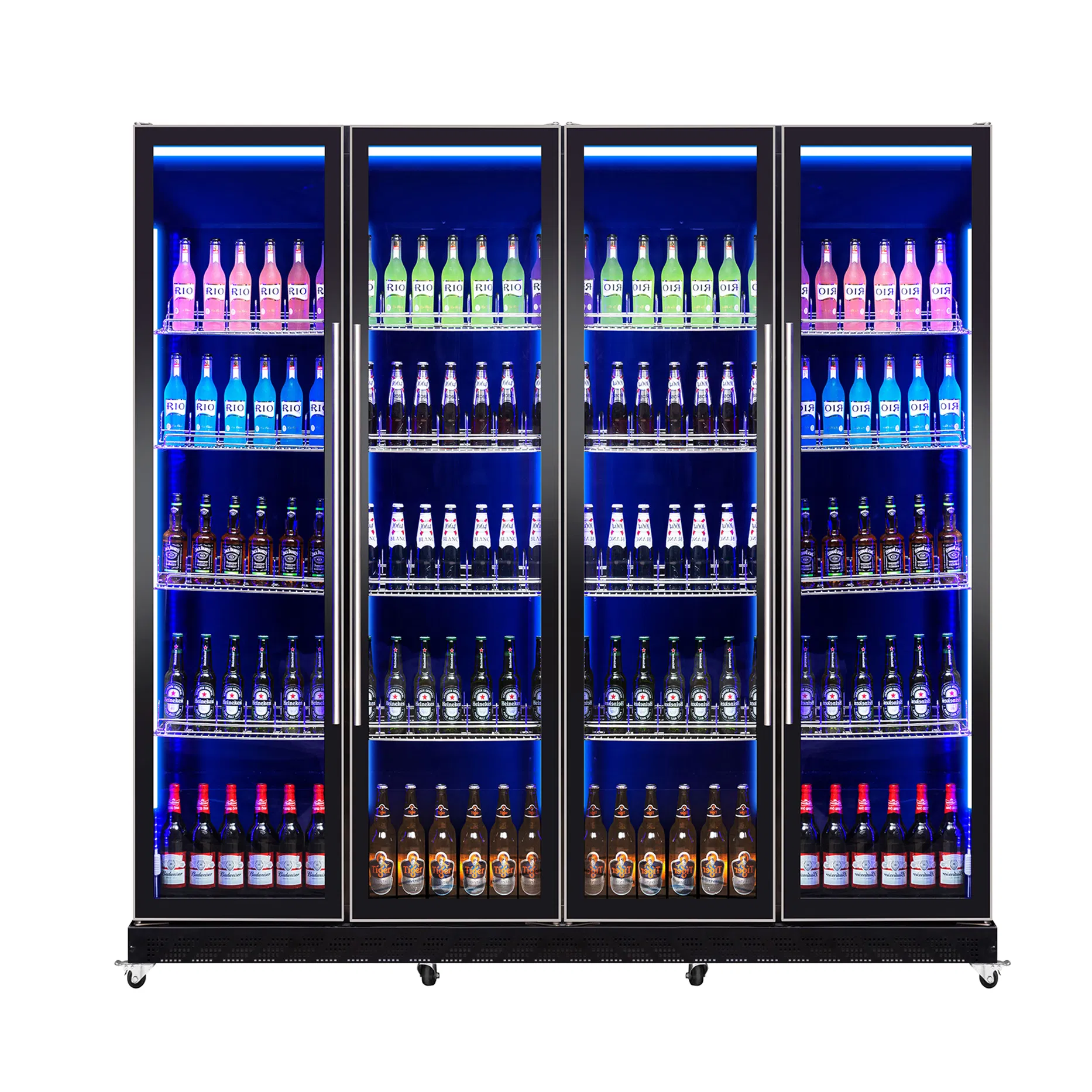 Vertical Double Glass Door Beer Bottle Cooler with LED Lighting