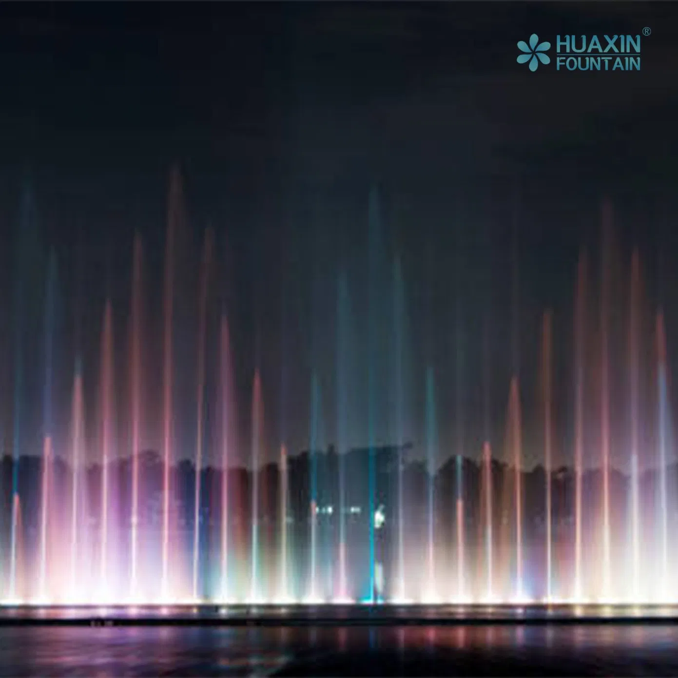 Large City Landmark Stable Operation Layered Lighting System and Fountain Water Feature