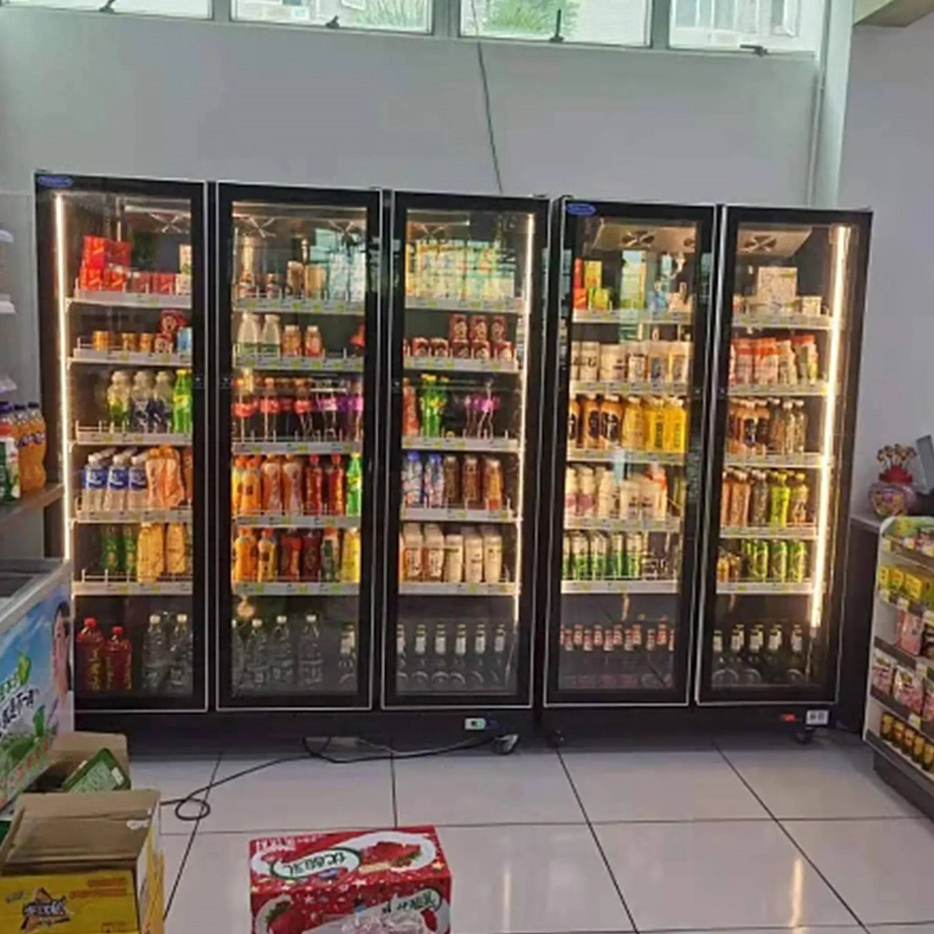 Vertical Double Glass Door Beer Bottle Cooler with LED Lighting