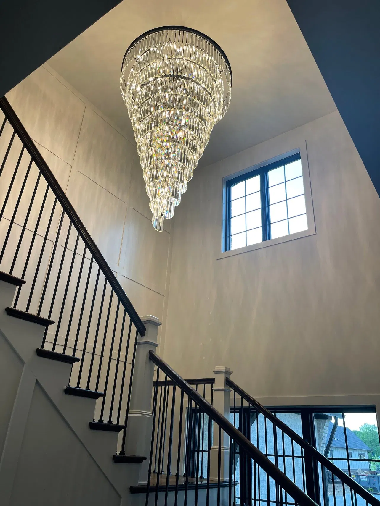 American Apex Odeon Spiral Tiered Layered Crystal Fringe for Foyer Lighting