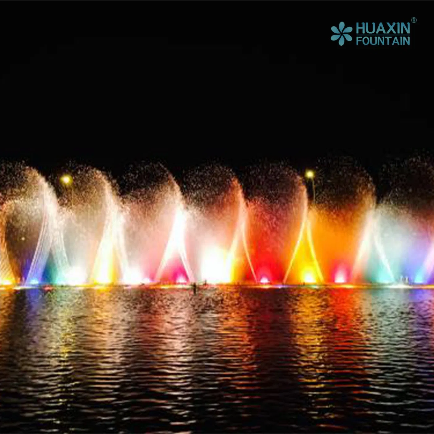 Large City Landmark Rotating Patterns Layered Lighting System and Fountain Water Feature