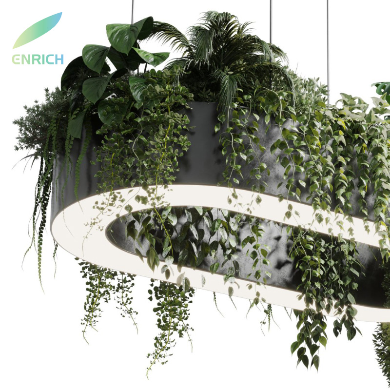 Sustainable Biophilic LED Green Plant Pendant Lighting for Hotel Restaurant School Gym College Hospital