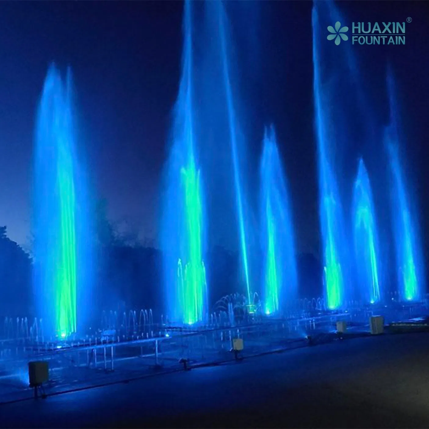 Large City Landmark Expertly Made Layered Lighting System and Fountain Water Feature