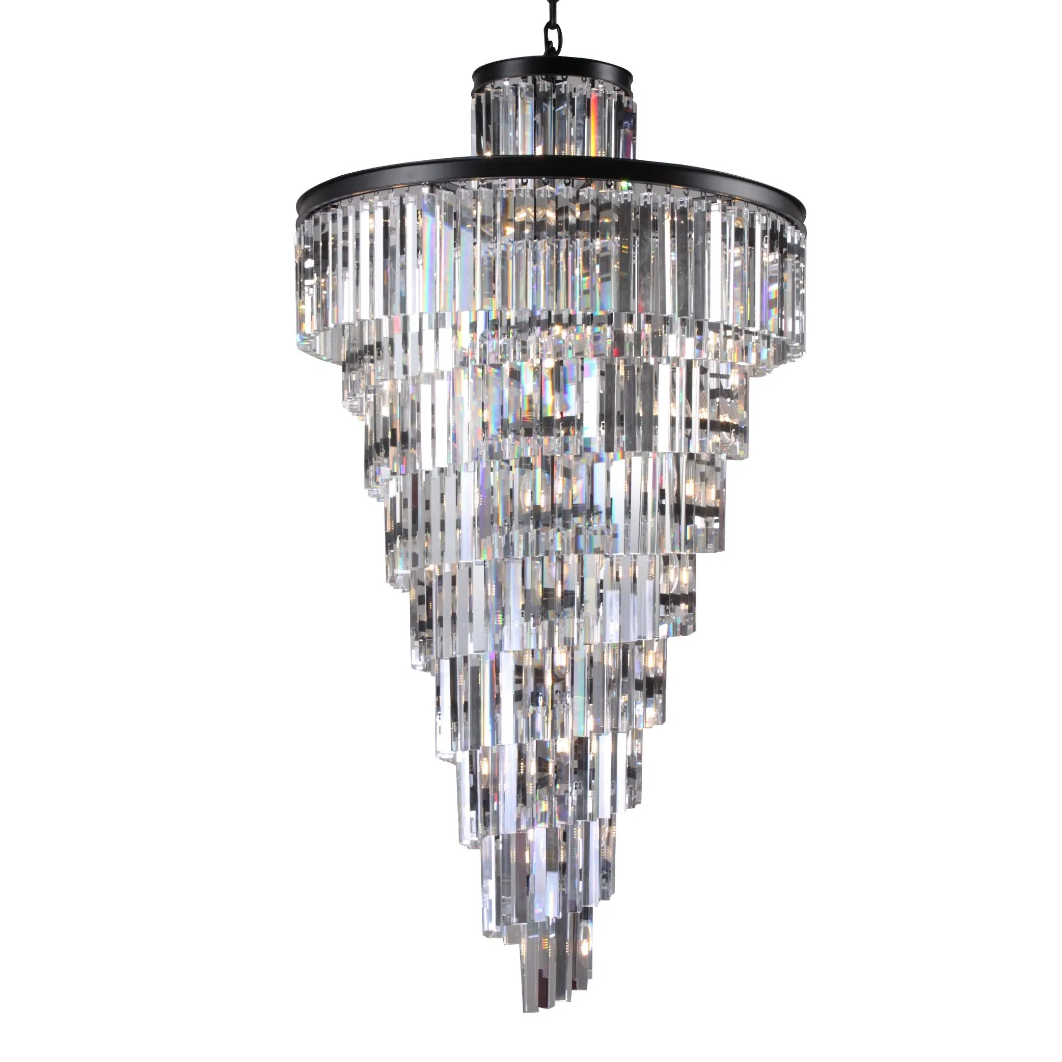 American Apex Odeon Spiral Tiered Layered Crystal Fringe for Foyer Lighting