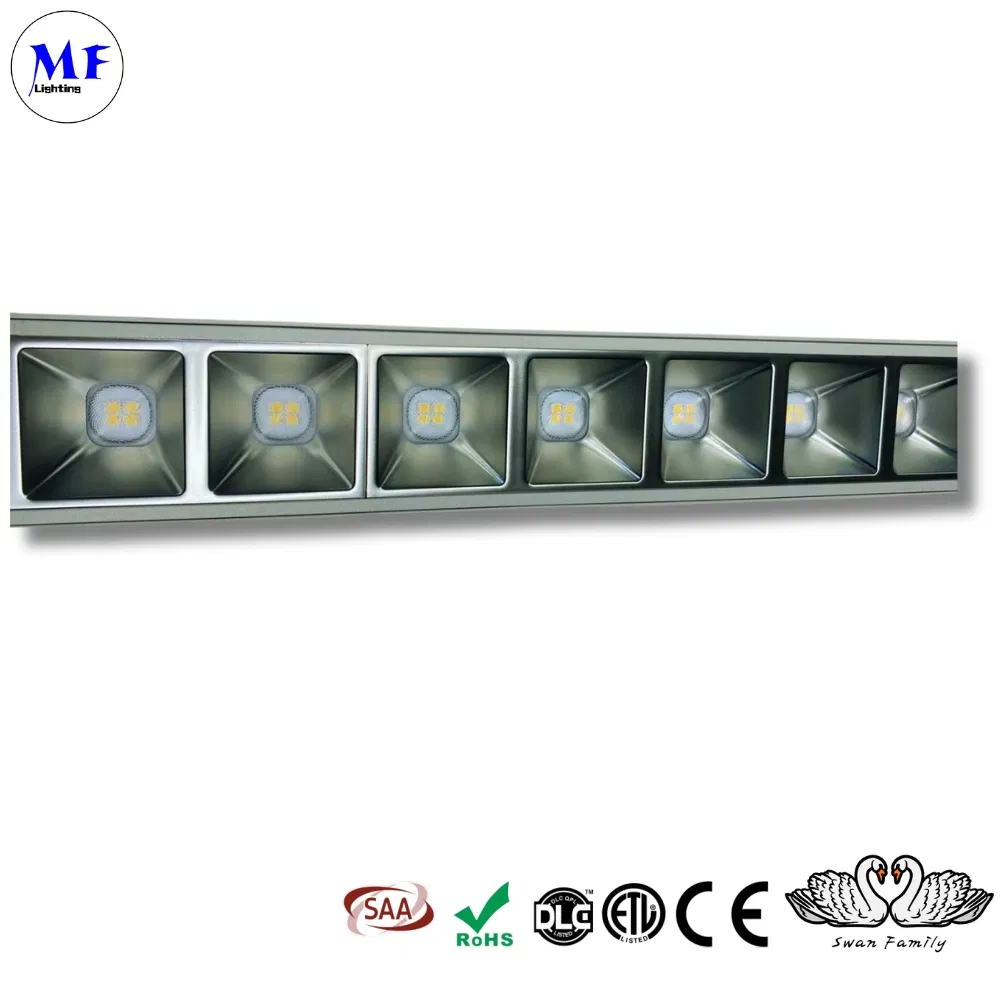 Factory Price 2FT 4FT Glare Control Ugr<19 130lm/W CRI98 Direct Indirect Flood Down Linear Light with PIR Sensor Emergency Kit for Office and Retail Spaces