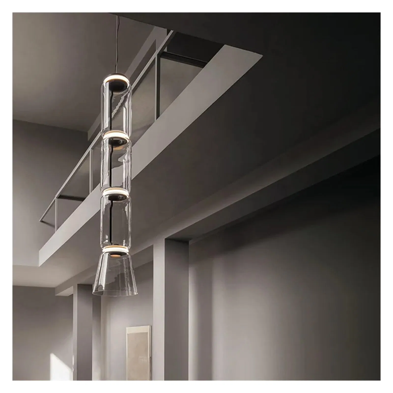 Vertical Glass Tube Chandelier Set: Elegant Layered Lighting