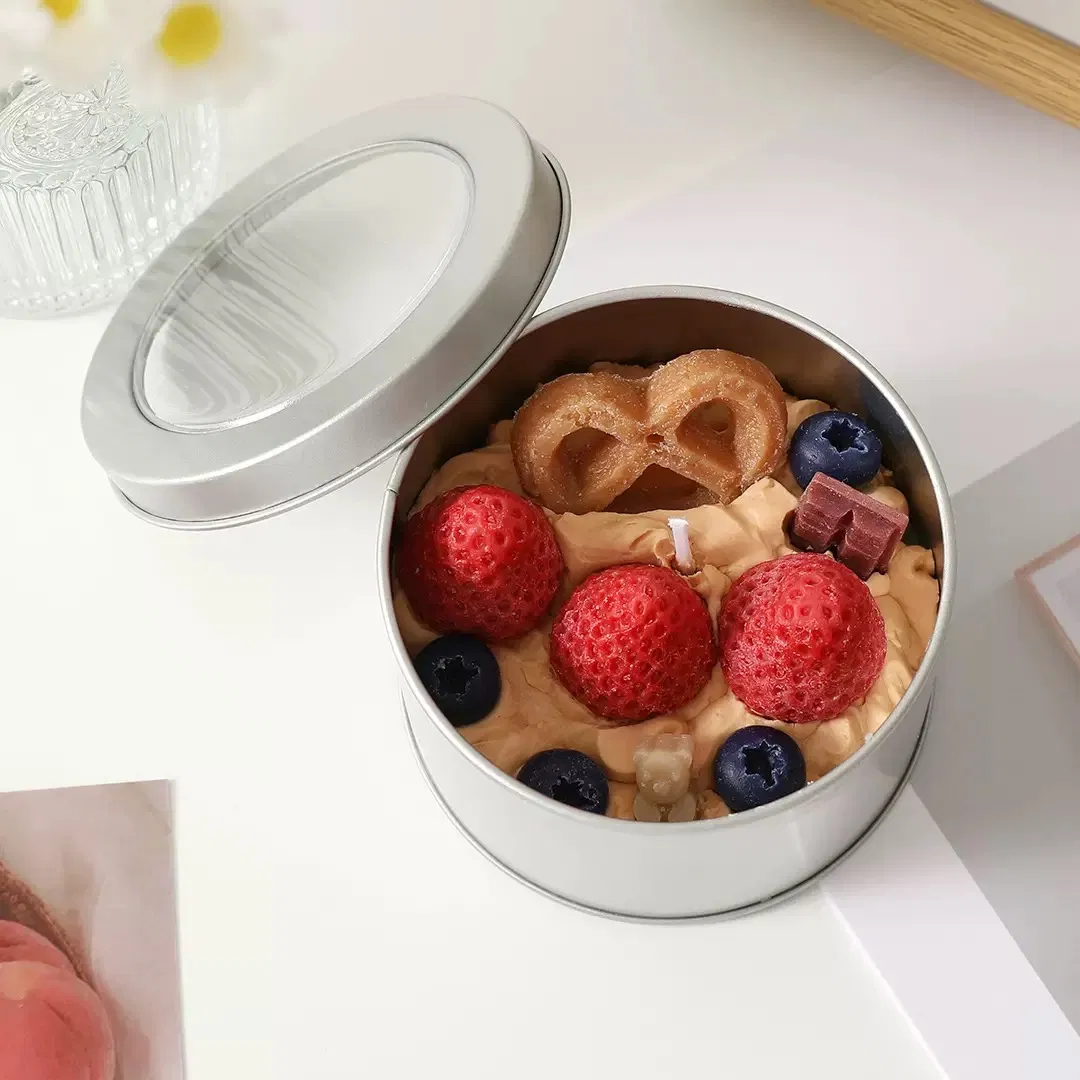 Unique DIY Ice Cream Candles Handmade Layered Strawberry Ice Cream Dessert Scented Tin Candle for Gifts