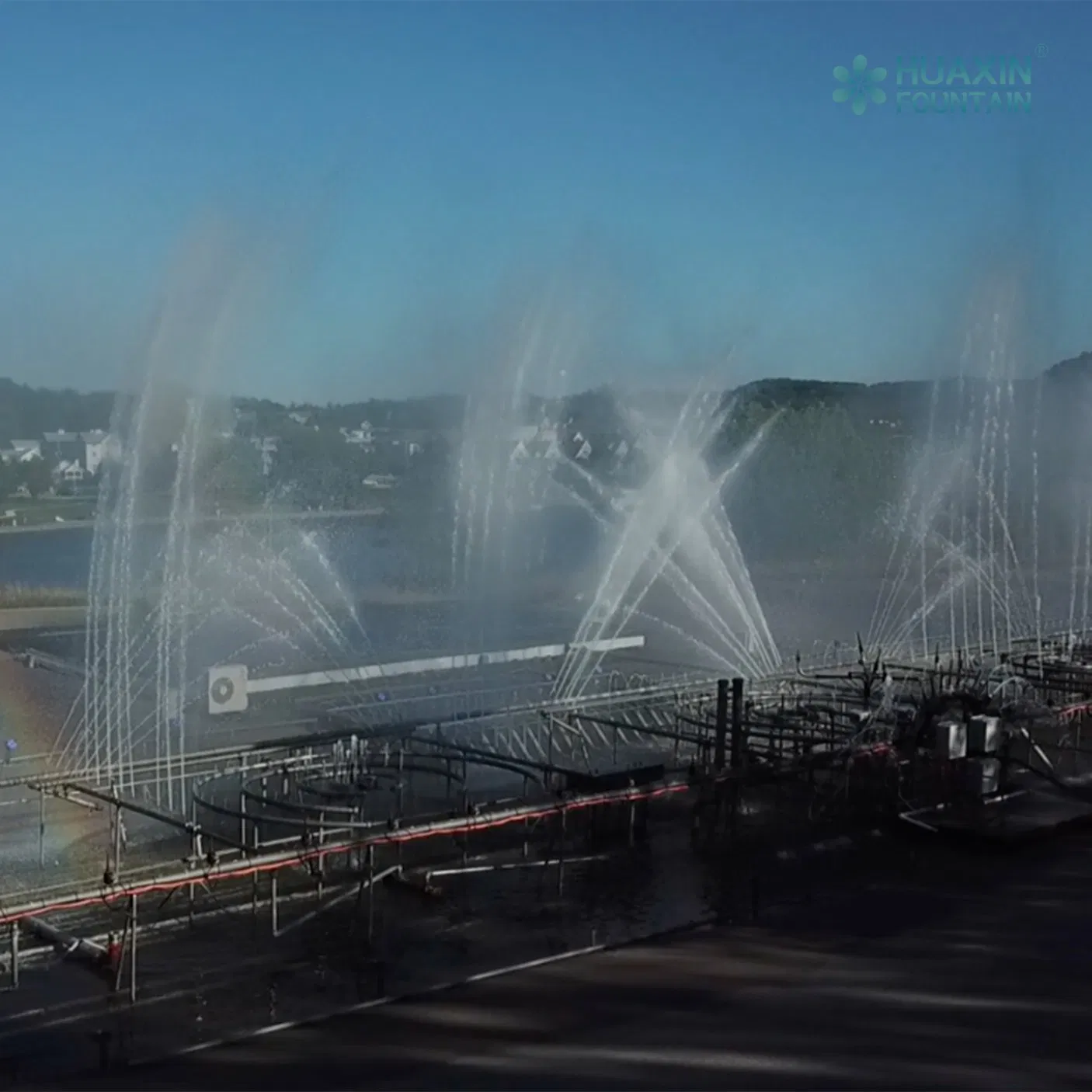 Large City Landmark Expertly Made Layered Lighting System and Fountain Water Feature
