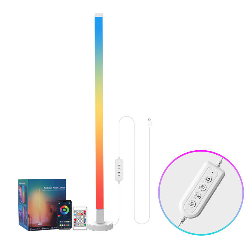 RGB LED Floor Lamp Remote APP Control Music Sync Corner Lighting Timer Smart Modern Mood Standing Lamp for Bedroom Living Room