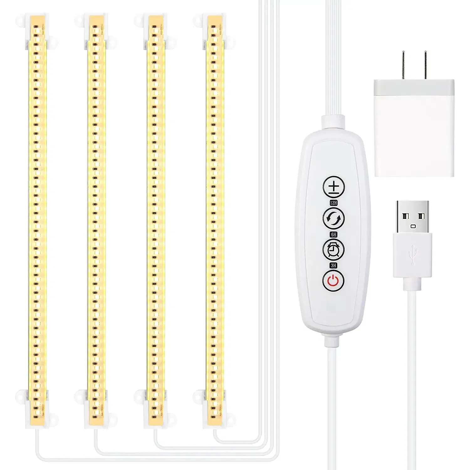 Strips 4 Pack for Horticulture Full Spectrum LED Grow Light for Indoor Plants with Auto on/off Timer, 3/6/12h Timer, 192 LEDs, 4 Dimmable Modes