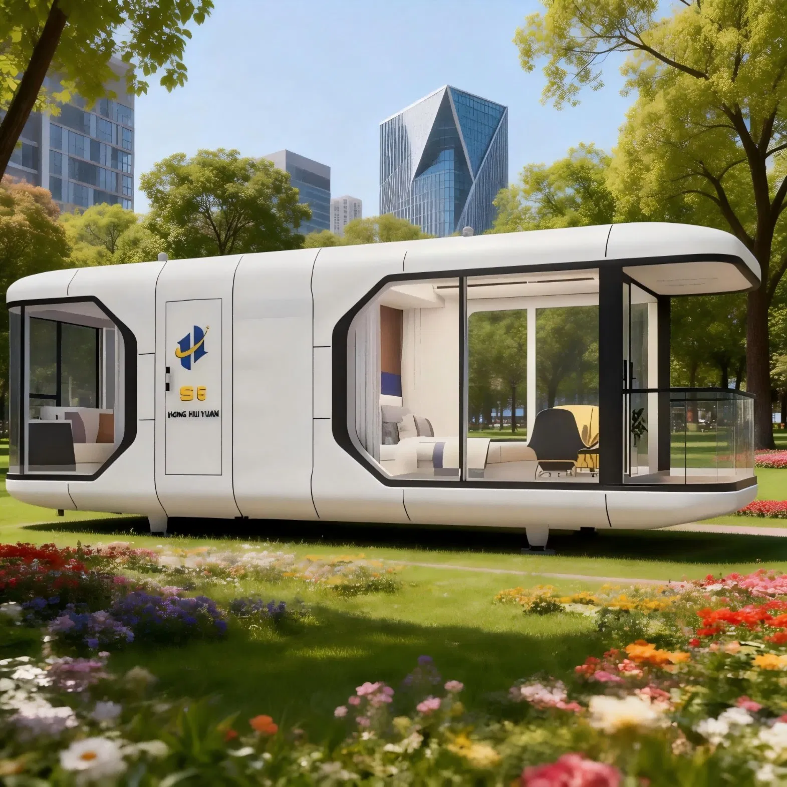 Eco-Friendly Smart Resort Capsule LED-Mood Lighting Equipped Capsule House