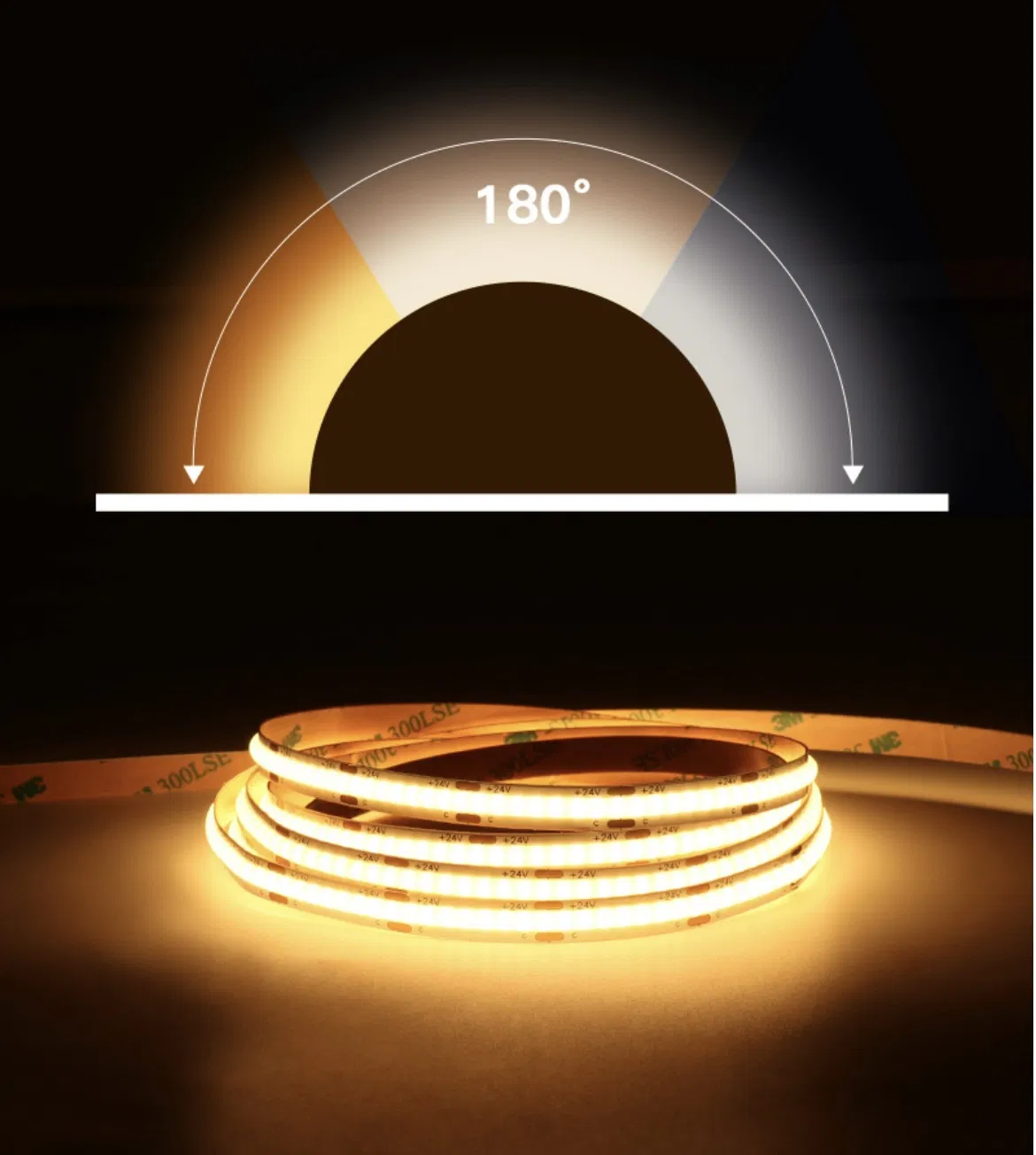 High Luminous 110lm/W 24V 8mm 10mm Dual Color COB LED Strip Light