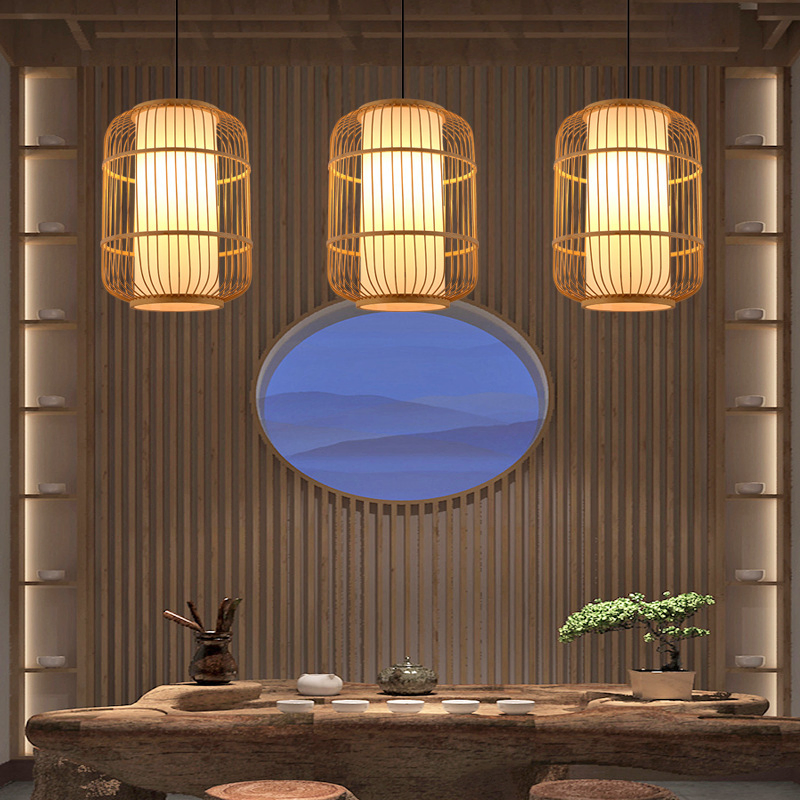 Retro Bamboo Woven Pendant Lighthandcrafted Artistic Fixture for Restaurant &amp; Cafe Ambiance