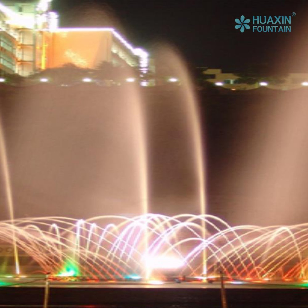 Large City Landmark Layered Lighting System and Fountain Water Feature