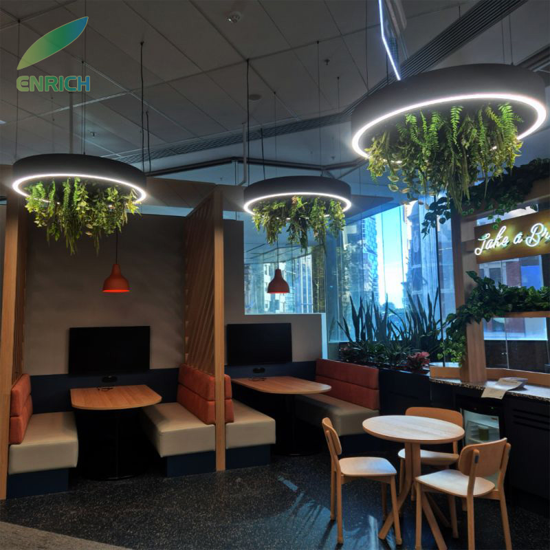 Biophilic LED Green Plant Pendant Lighting for Home Office Hotel Restaurant Reception Lounge Decor