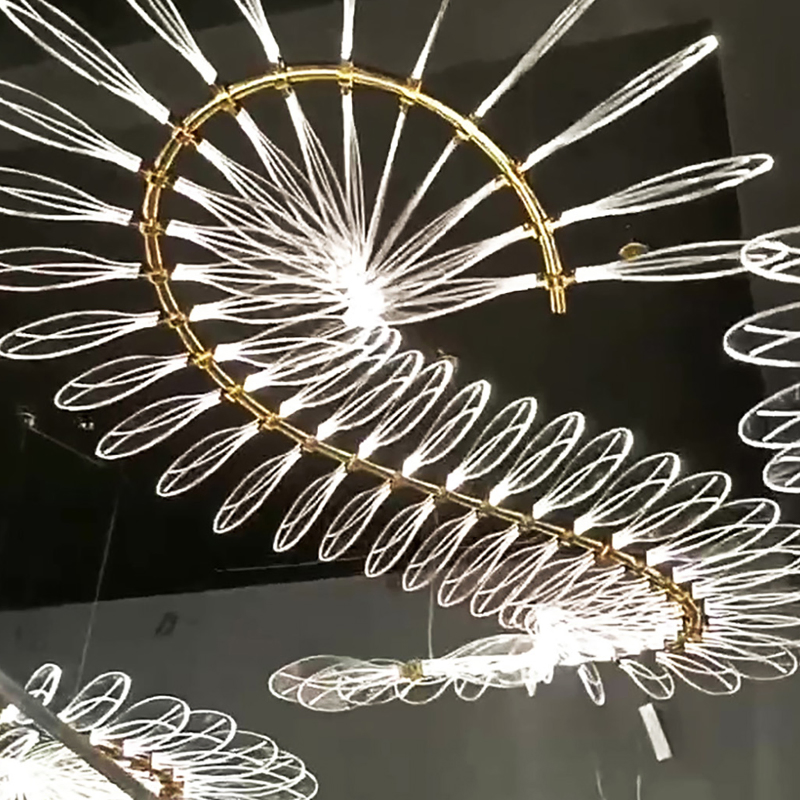 Large Smart APP Home Decor Hanging Luxury Crystal Rain Acrylic Chandelier