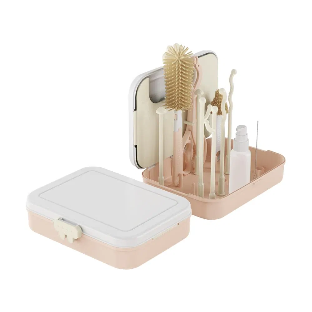 Sample Provided Bottle Brush Drain Rack Set Portable Children Milk Bottle Cleaning Kit for Home Use