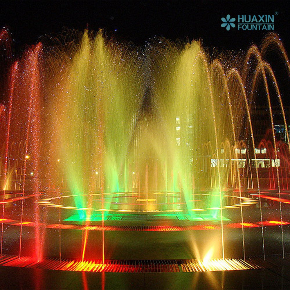 Large City Landmark Layered Lighting System and Fountain Water Feature