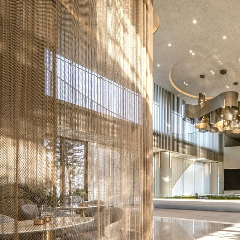 Architectural Decorative Aluminum Metal Shower Curtain, Metal Coil Drapery, Fireplace Screen, Metal Mesh Chain Link Curtain