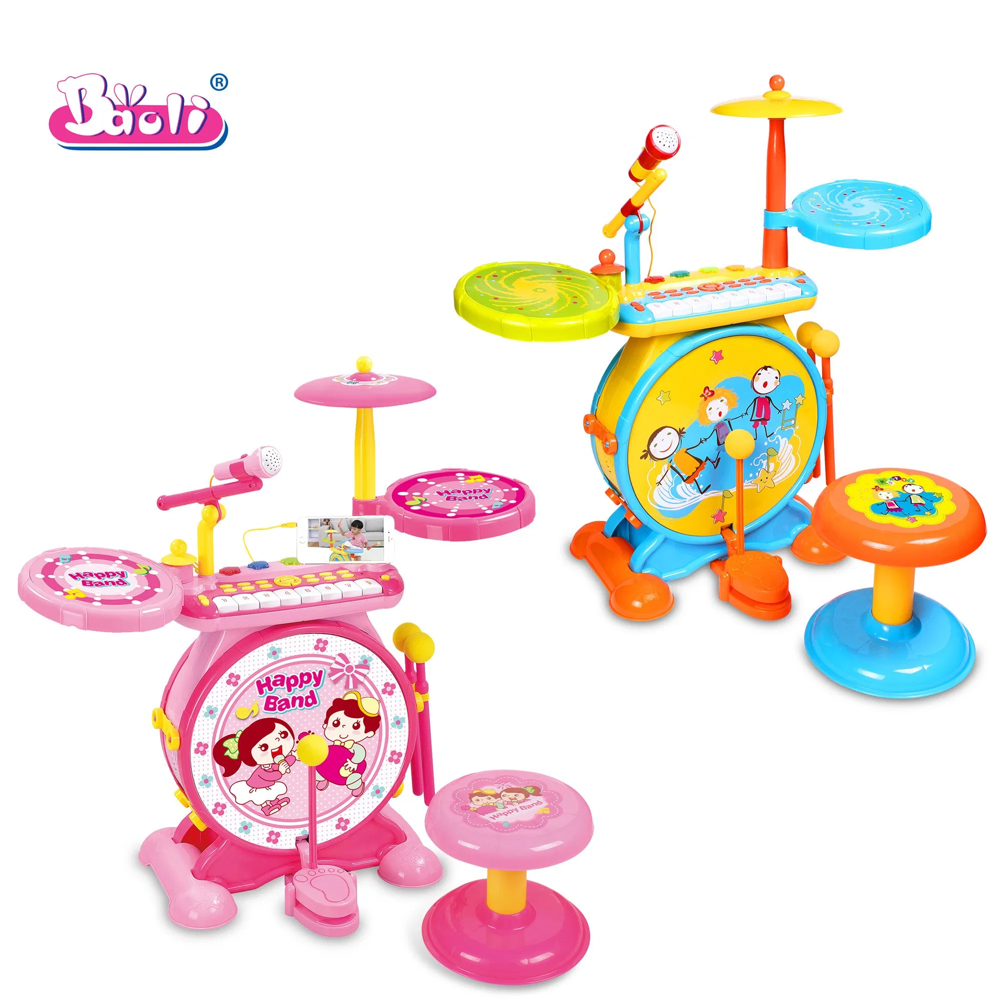 Baoli Rock Jazz Drums Toy Musical Instrument for Kids, Multifunctional Music Education Toy with Lights and Sound Effects