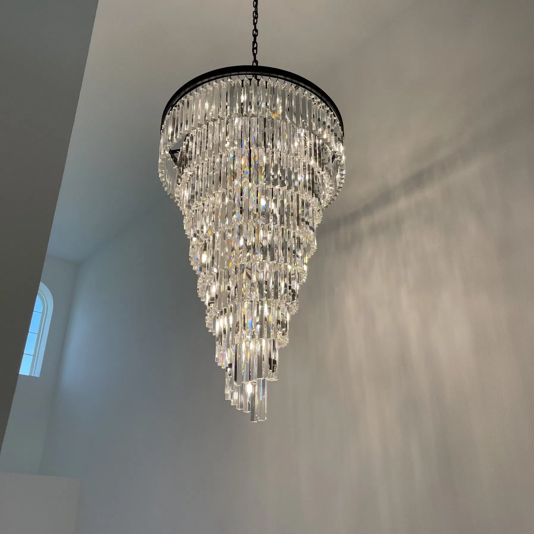 American Apex Odeon Spiral Tiered Layered Crystal Fringe for Foyer Lighting
