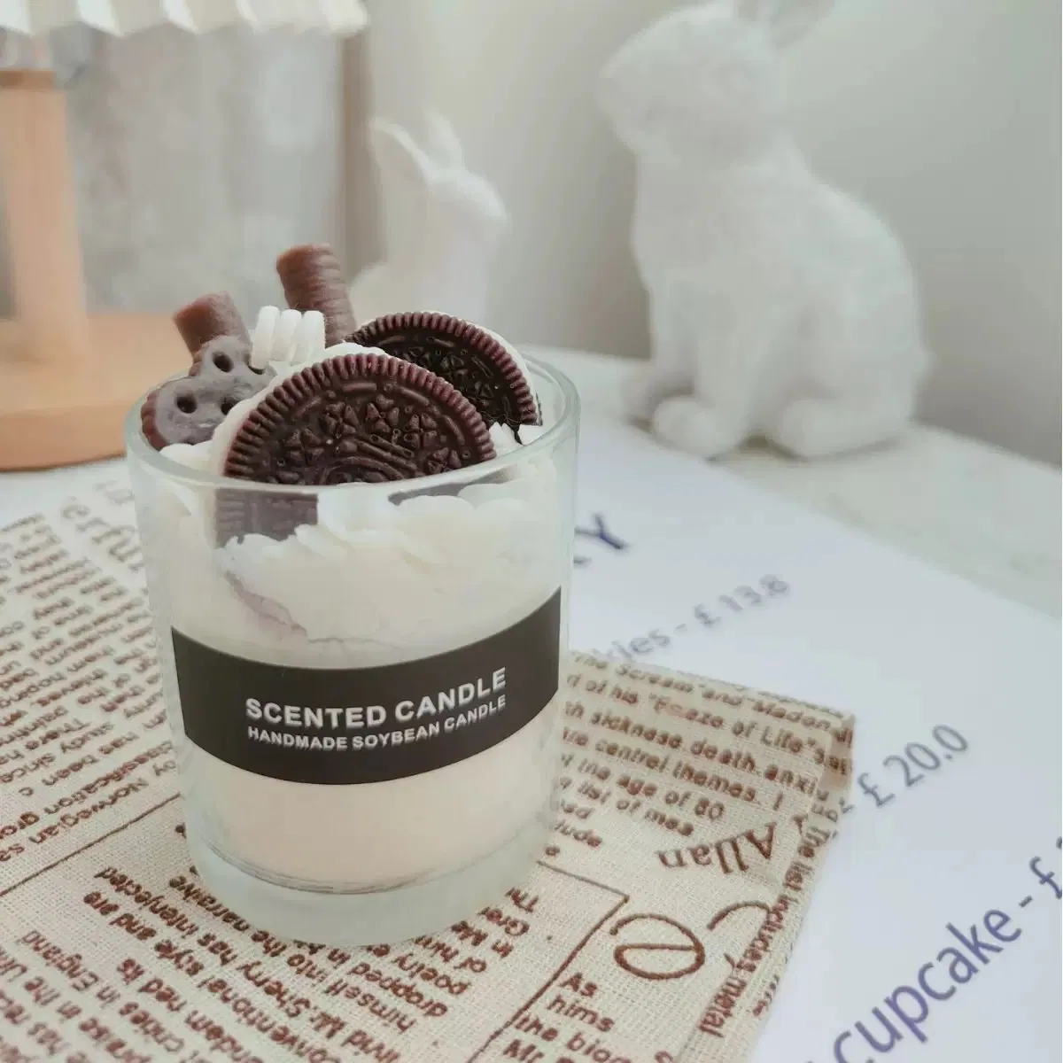 Unique Handmade Layered Food Cake Glass Cute Strawberry Ice Cream Dessert Scented Candle