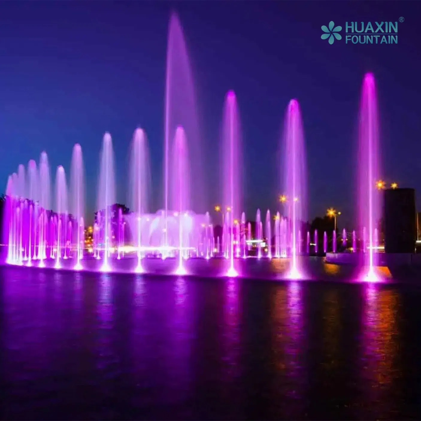 Large City Landmark Expertly Made Layered Lighting System and Fountain Water Feature