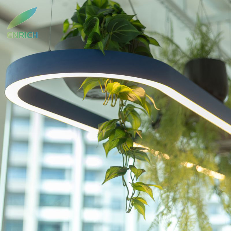 Oval Circle Aluminum Biophilic LED Plant Pendant Lighting Home Office Reception Lounge