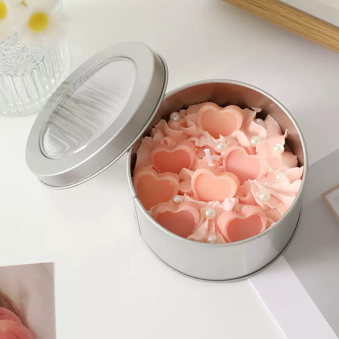 Unique DIY Ice Cream Candles Handmade Layered Strawberry Ice Cream Dessert Scented Tin Candle for Gifts