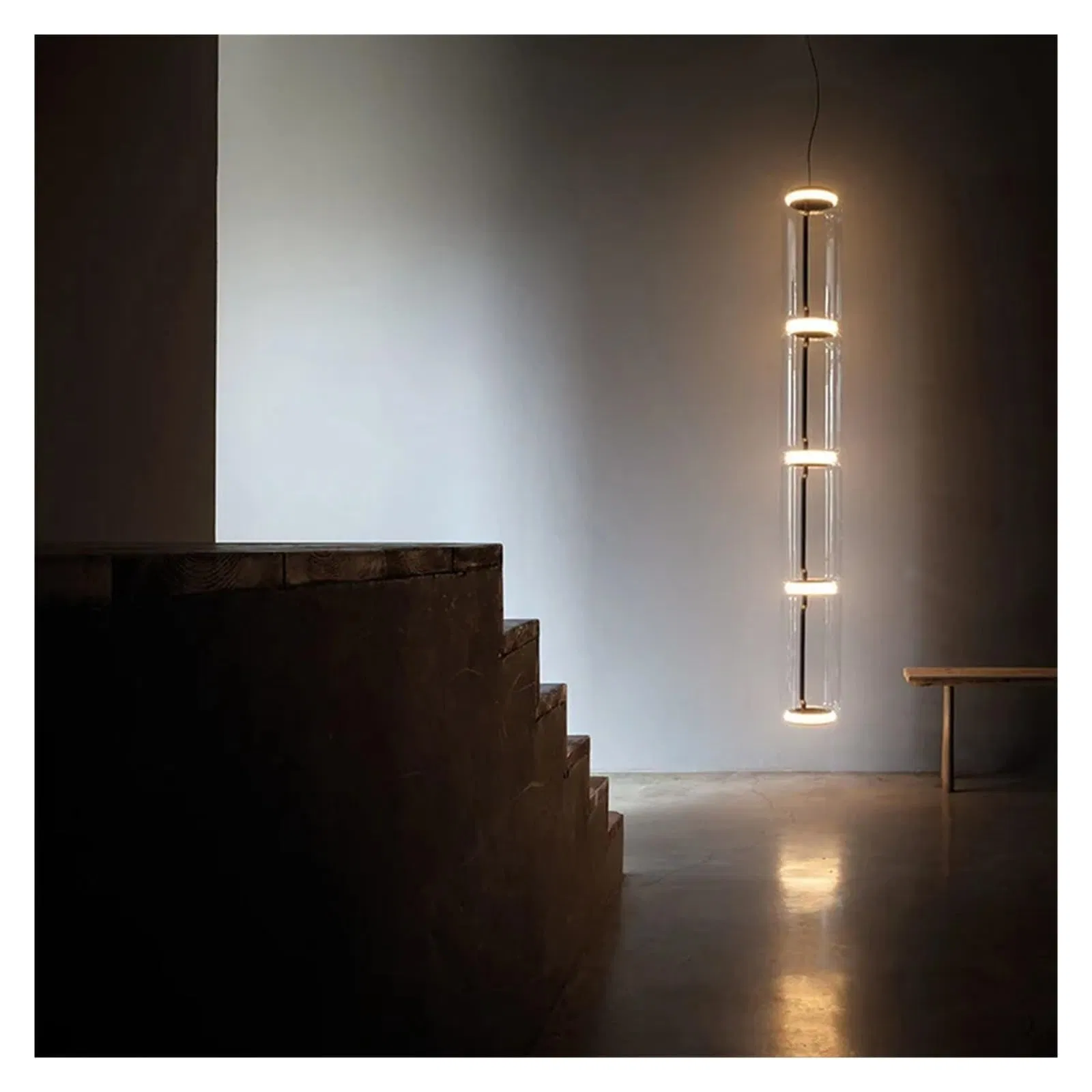 Vertical Glass Tube Chandelier Set: Elegant Layered Lighting