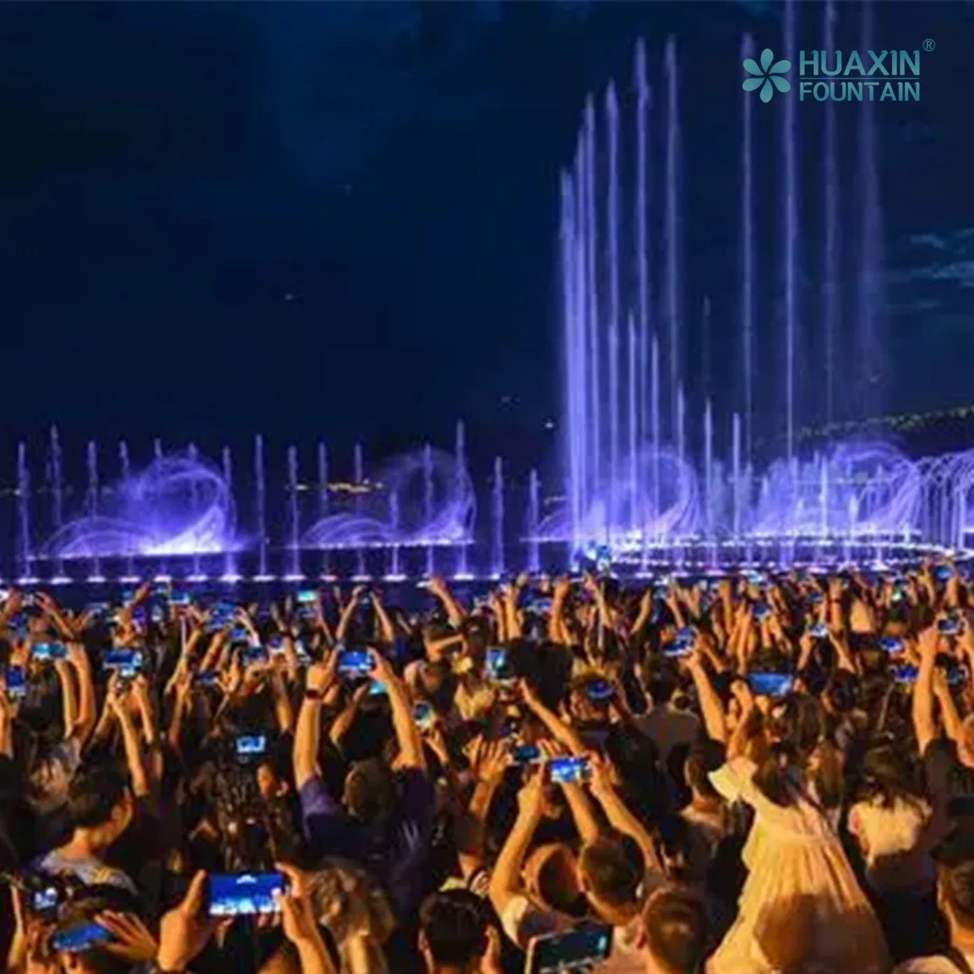 Large City Landmark Stable Operation Layered Lighting System and Fountain Water Feature