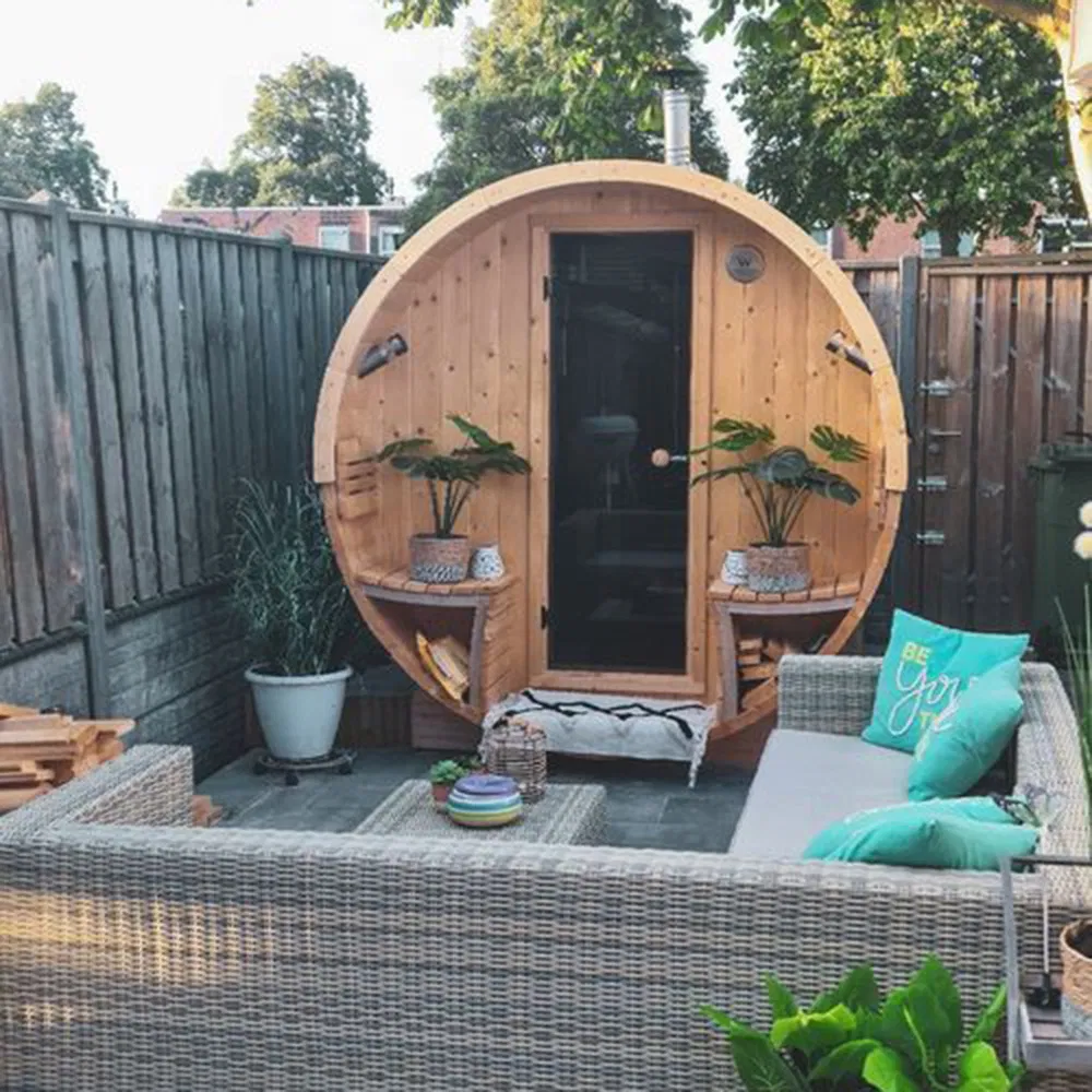 Luxurious 2-Person Barrel Sauna with LED Mood Lighting