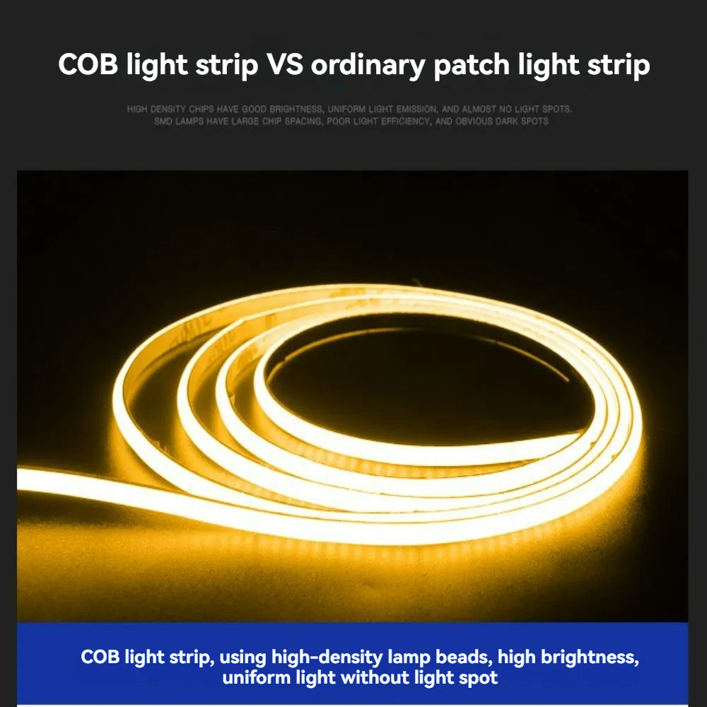 Dimmable 4mm COB LED Ribbon 3000K Warm Glow for Restaurant Mood Lighting