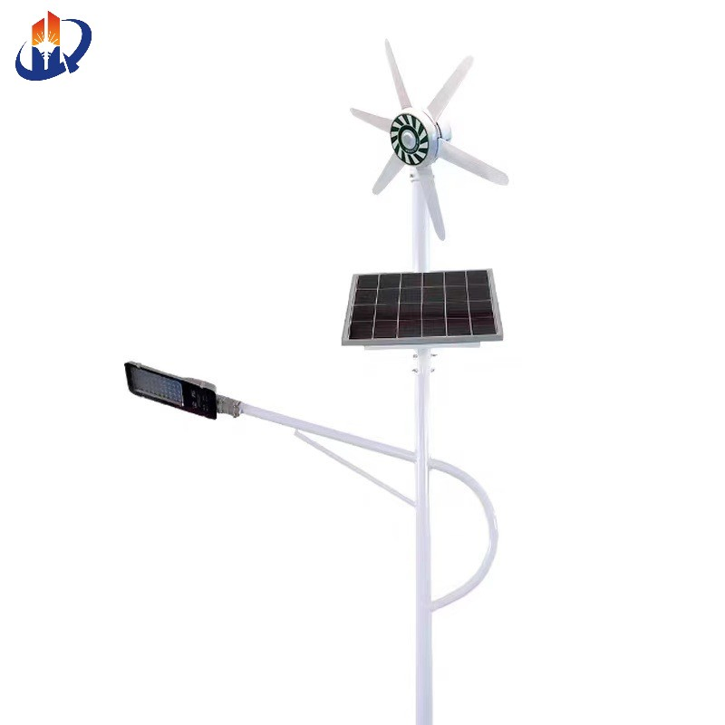 6m Pole Outdoor Solar Wind LED Light 100W Wind Solar Hybrid Power Vertical Axis Spiral Street Lights