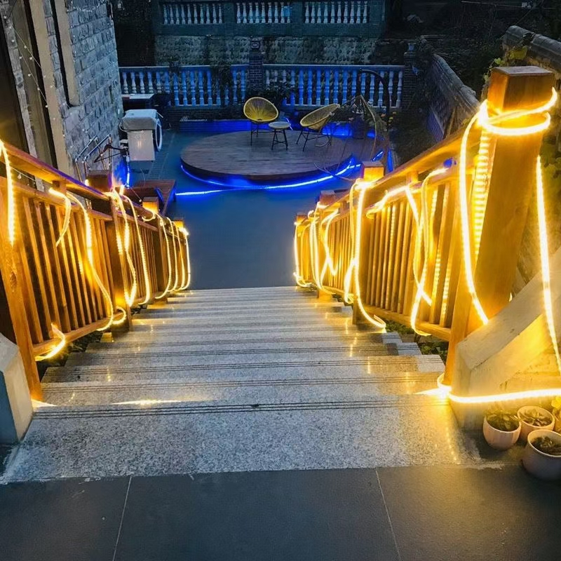 Flexible Tube LED Solar Strip-Lights Warm White IP65 with Solar Panel 5m 10m 20m for Bridge Billboard Decor