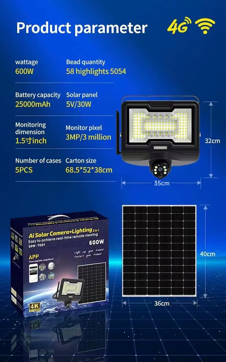4K Ultra HD Dual Lens Solar Security Camera with Floodlight 24W Split Solar Panel Full Color Night Vision