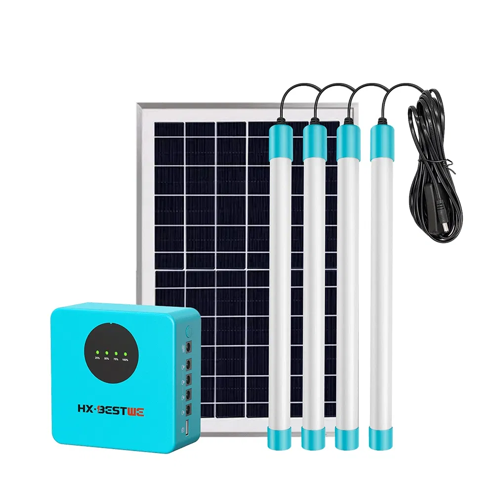 off-Grid Small Solar Power Energy System Emergency for Phone Charging Affordable Complete Solar Home 4 LED Tube Light Lighting System