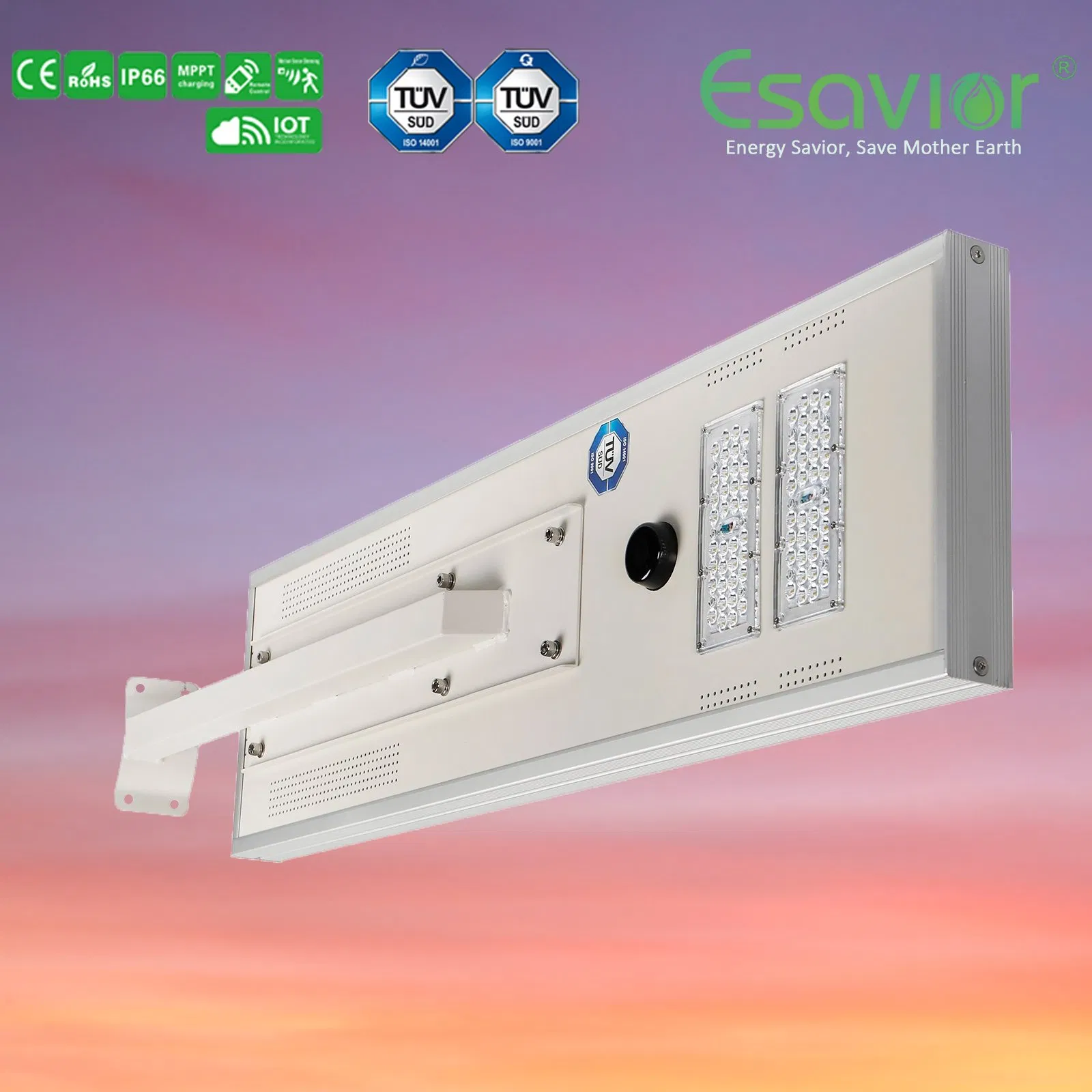 Esavior LED All in One Integrated Solar Street Sensor/Smart Light with Iot IP66 Ce RoHS Certificate