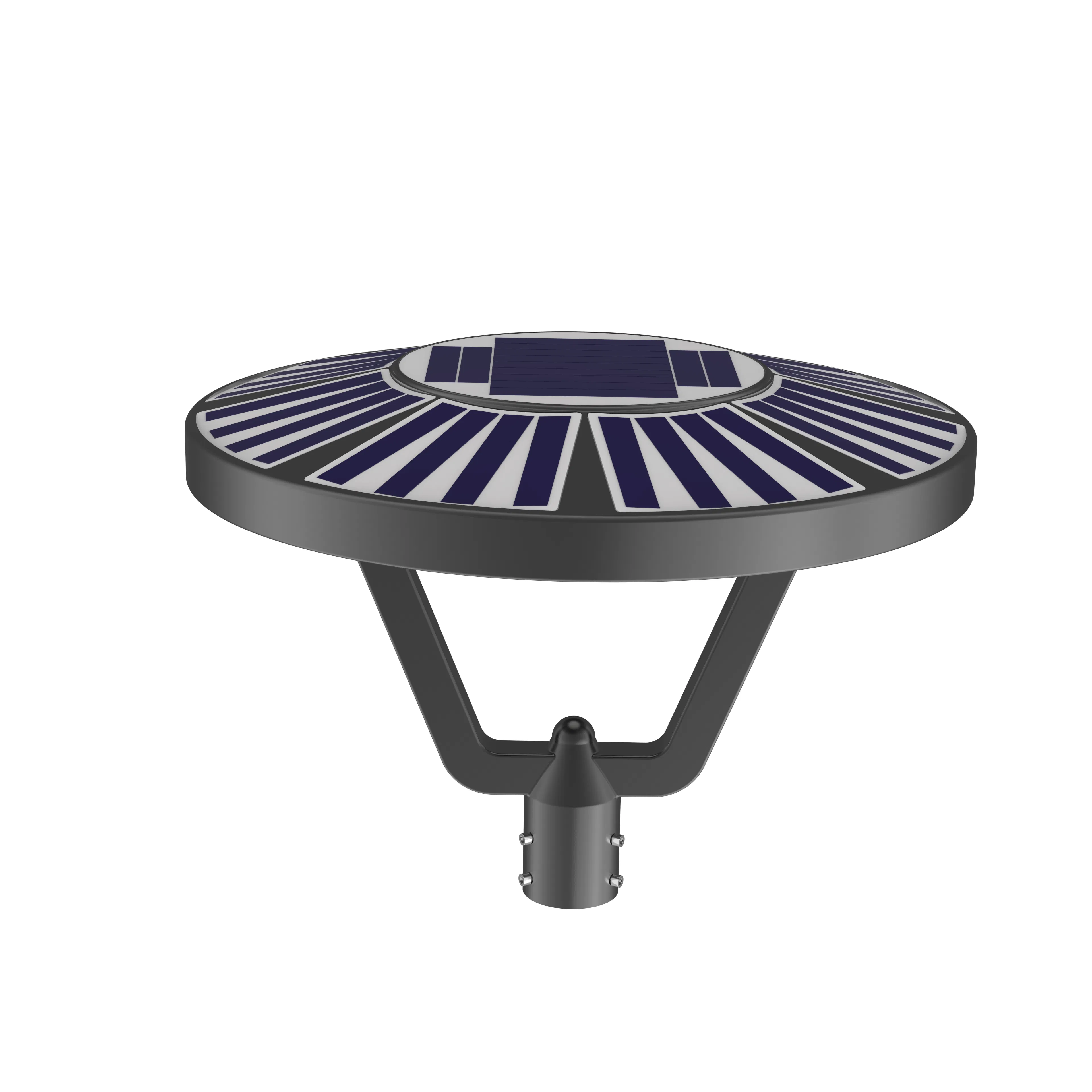 2024 New Design Waterproof Solar Post Top Garden Light LED Circular Area Light